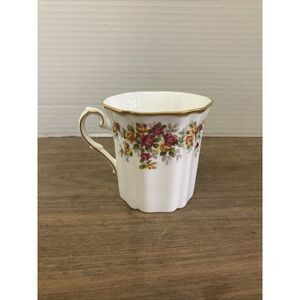 Royal Crafton Bone Cup With Purple‎ And Yellow Flowers